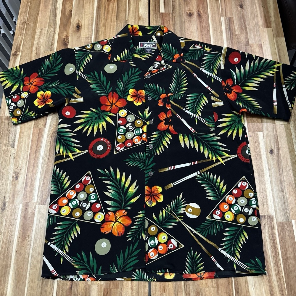 Vintage Southpole Hawaiian Shirt Mens M Oversized Floral Billiard Button Up Y2K